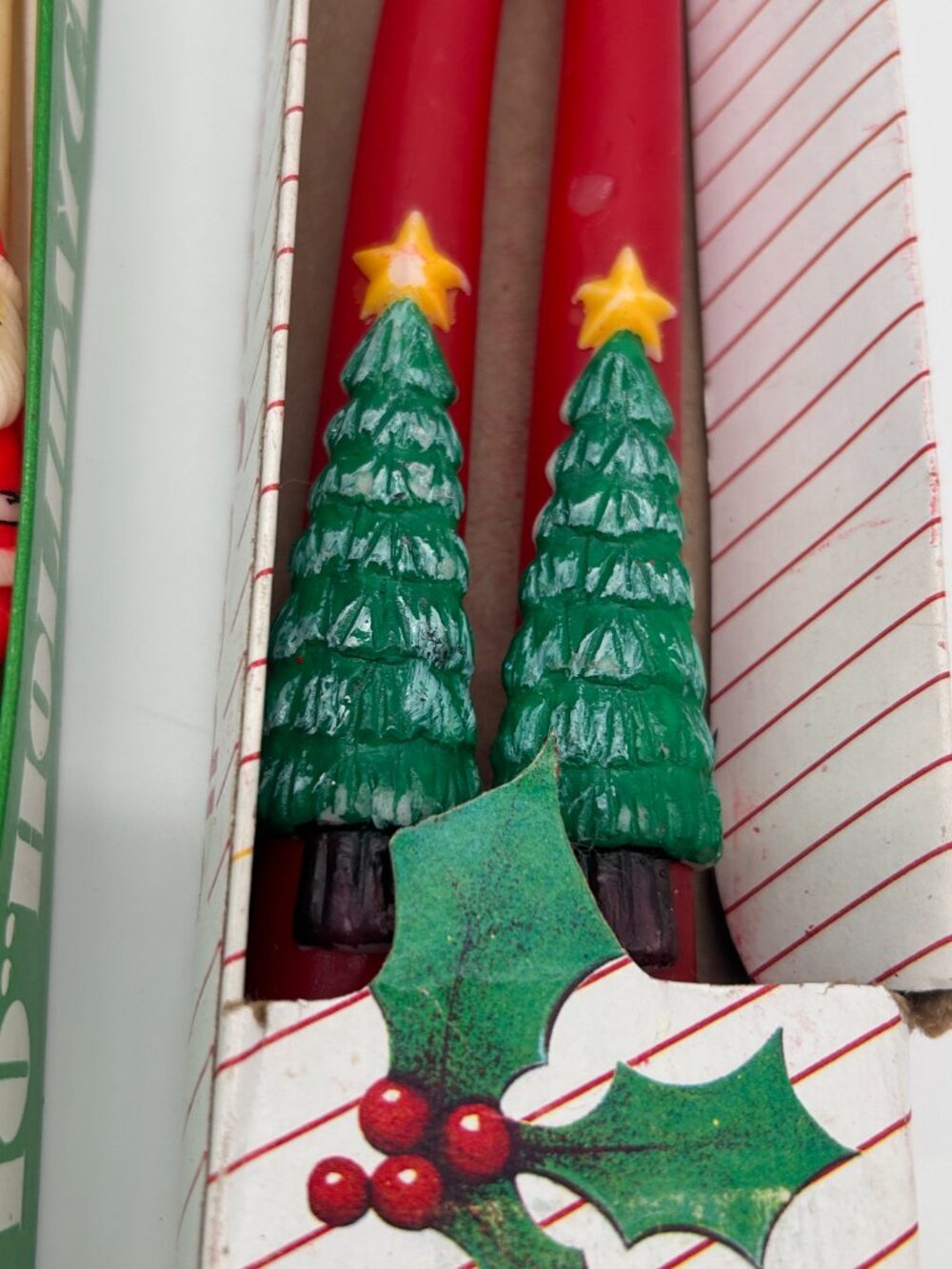 VTG 1960's Unused 12” Santa Taper Candles with Box Lot of 5 Santa Snowman - Picture 6 of 7